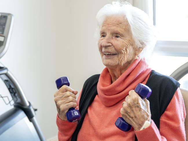 Mrs van der Linden credits her longevity to staying active. Picture: Southern Cross Care.