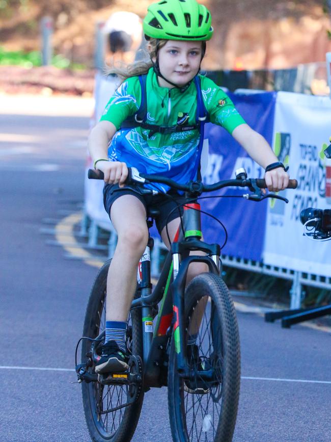 Reuben Smith 9 in the Annual Gran Fondo finishing at Darwin Waterfront. Picture: Glenn Campbell