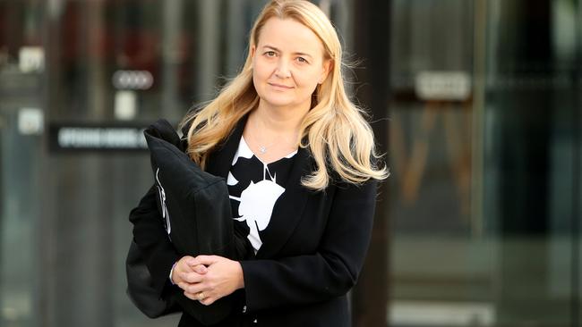 Marianne Perkovic outside the the banking royal commission in Melbourne yesterday. Picture: Stuart McEvoy.