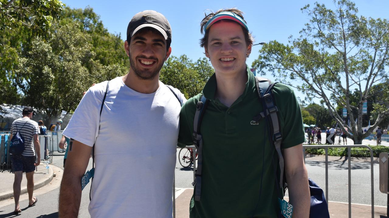 Jonathon Bolton and Rob Coulter at the Garmin Noosa Triathlon on October 30, 2022. Picture: Sam Turner