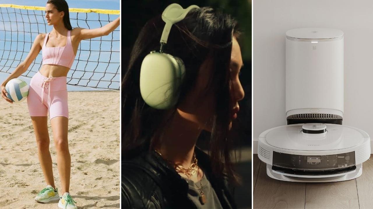 Among this week's favourite finds are the Staud x New Balance collaboration, discounted Apple Airpods Max, and $200 of a premium ECOVACS robotic vacuum. Image: @staud, Apple, ECOVACS.