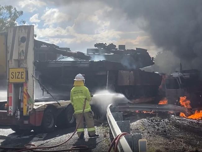 Emergency services rushed to the scene of the serious collision to find three vehicles on fire.