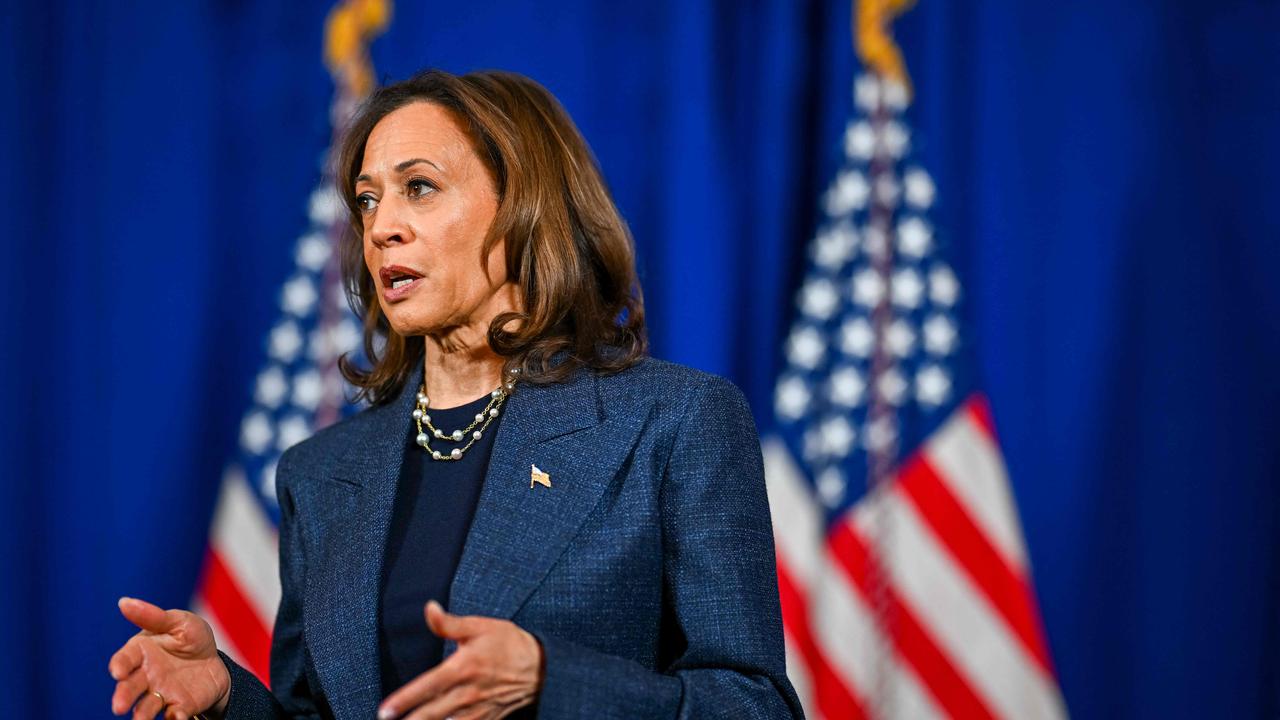 Harris speaks in Michigan. Picture: AFP