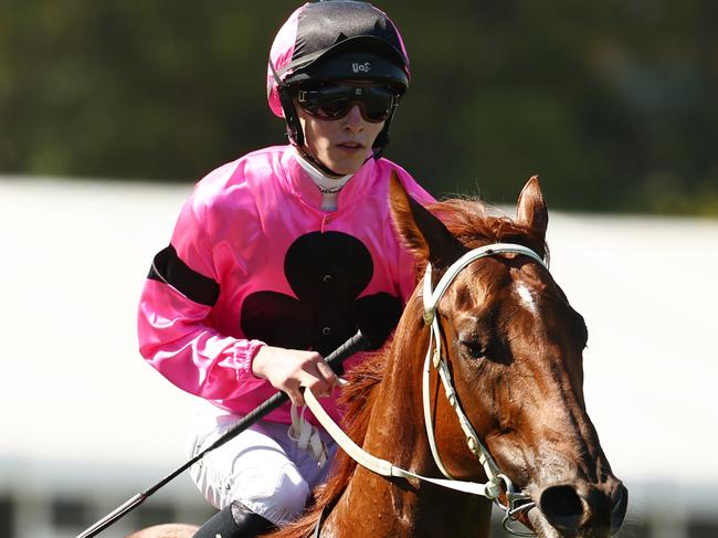 SYDNEY, AUSTRALIA - APRIL 13: Zac Lloyd riding Territory Express wins Race 3 Polytrack Provincial-Midway Championship Final during Sydney Racing: The Championships at Royal Randwick Racecourse on April 13, 2024 in Sydney, Australia. (Photo by Jeremy Ng/Getty Images)