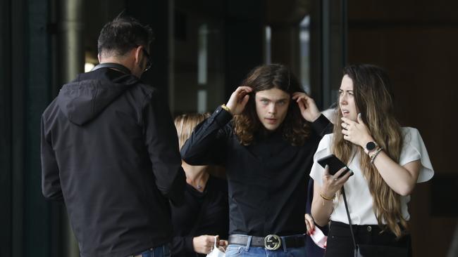 Family of Theo Hayez outside the court on Thursday. Picture: Liana Boss