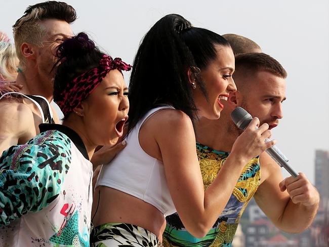 US pop star Katy Perry performs live at the Opera House as part of the Sunrise program. Picture: Adam Taylor