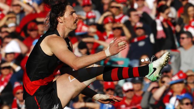 Essendon's Joe Daniher kicks a goal. Picture: Michael Klein