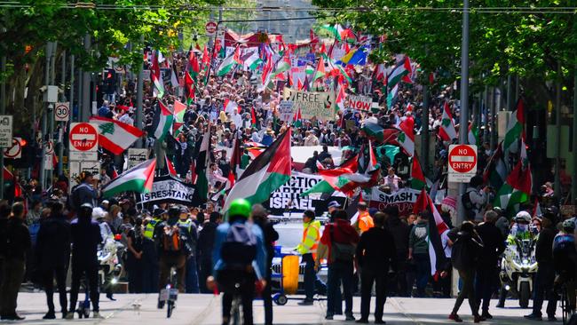 Pro-Palestinian protesters at a rally in Melbourne in October.