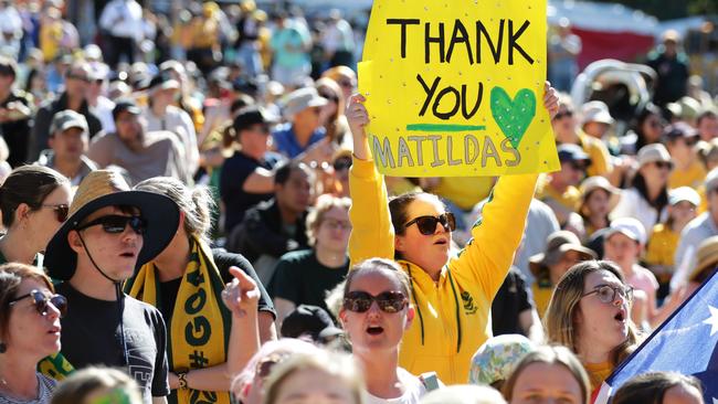 Matildas fans flock to BrisbaneÃs Riverstage to mark the end of their 2023 FIFA World Cup Campaign. Picture Lachie Millard