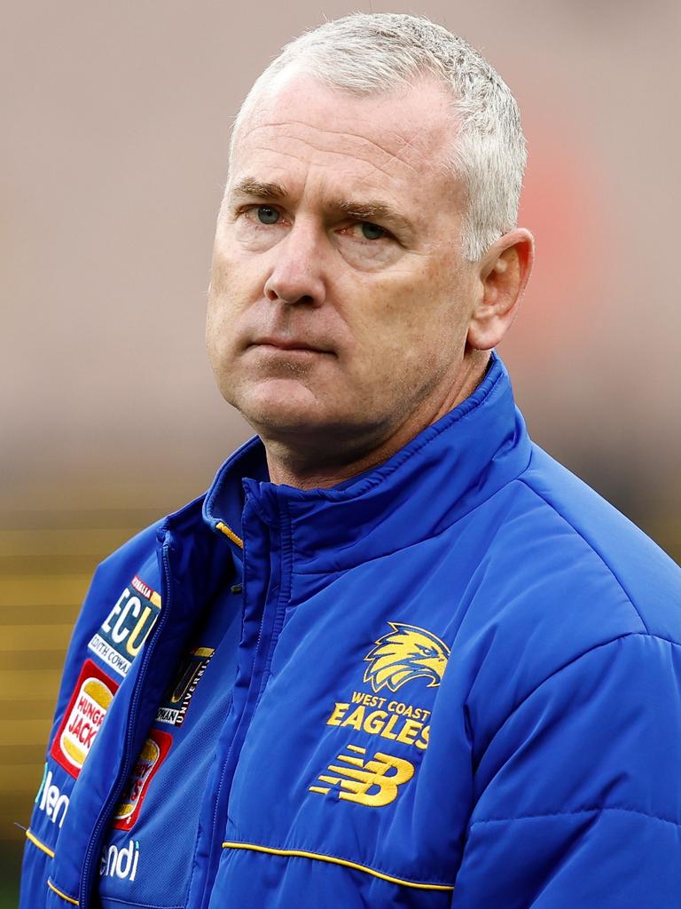 West Coast’s Adam Simpson is facing the sack. (Photo by Michael Willson/AFL Photos via Getty Images)