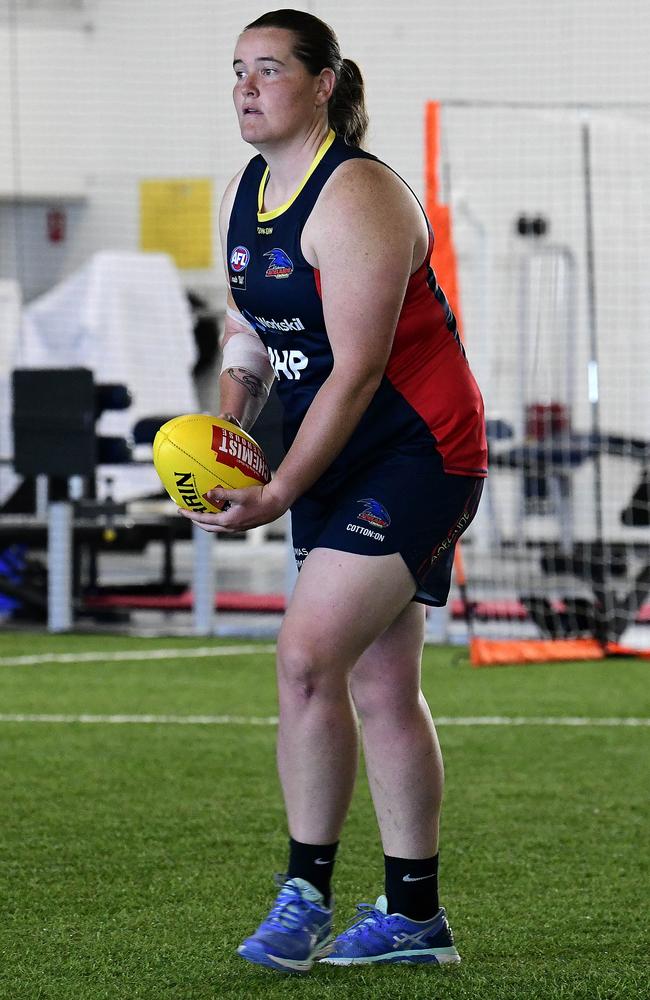 Adelaide Crows forward Sarah Perkins during a training session on Wednesday.