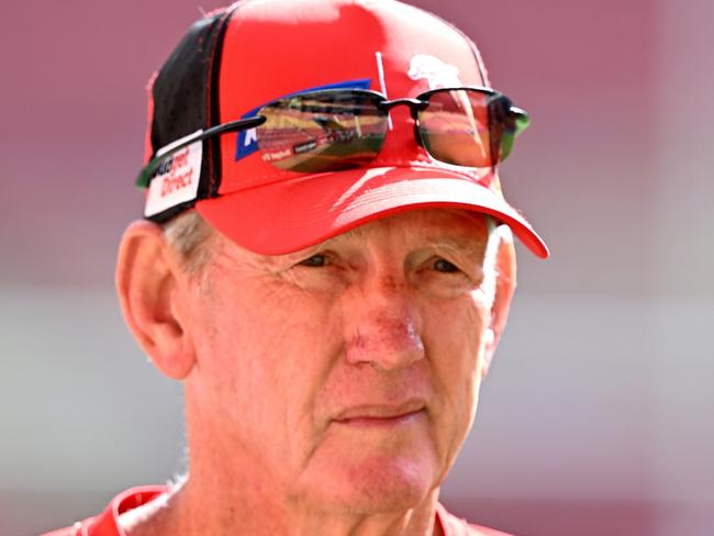 BRISBANE, AUSTRALIA - MARCH 23: Coach Wayne Bennett is seen during a Dolphins NRL training session at Suncorp Stadium on March 23, 2023 in Brisbane, Australia. (Photo by Bradley Kanaris/Getty Images)