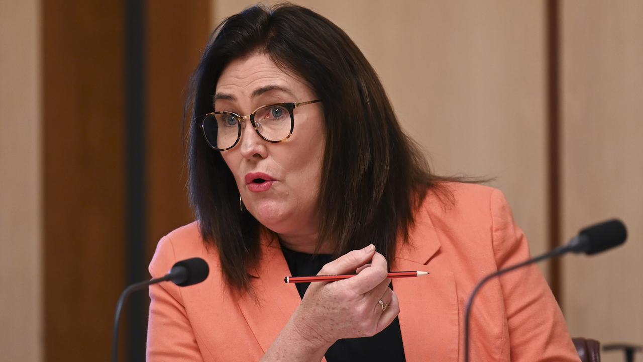 Labor Senator Deb O’Neill during the committee hearings. Picture: Martin Ollman