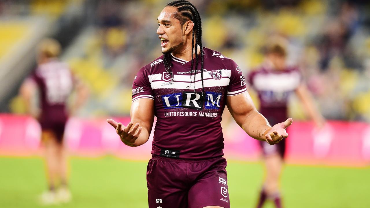 NRL; North Queensland Cowboys Vs Manly Sea Eagles at Queensland Country Bank Stadium, Townsville. Martin Taupau . Picture: Alix Sweeney