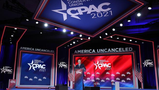 Autry Pruitt, CEO of New Journey PAC, addresses the Conservative Political Action Conference held at the Hyatt Regency in Orlando, Florida. Picture: Getty Images