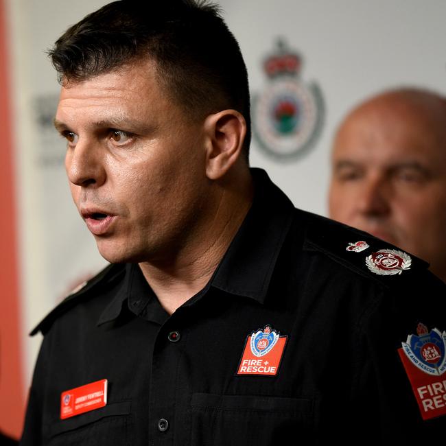 FRNSW Deputy Commissioner Jeremy Fewtrell, pictured at a press conference in early December. Photo: Bianca De Marchi