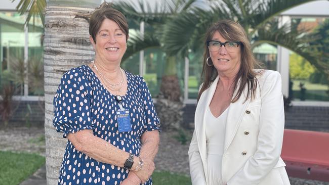 Mackay Hospital and Health Service board administrator Karen Roach welcomed new chief executive Susan Gannon at Mackay Base Hospital on June 14, 2023. Photo: Zoe Devenport