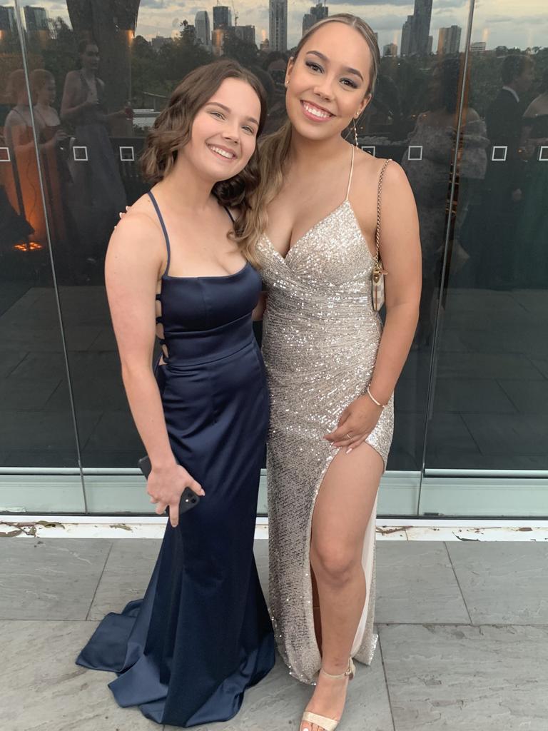 Tayah Hankin and Kahlia Ward at the 2021 Springfield Central State High School Year 12 formal on the 17th of November 2021. Picture: Supplied