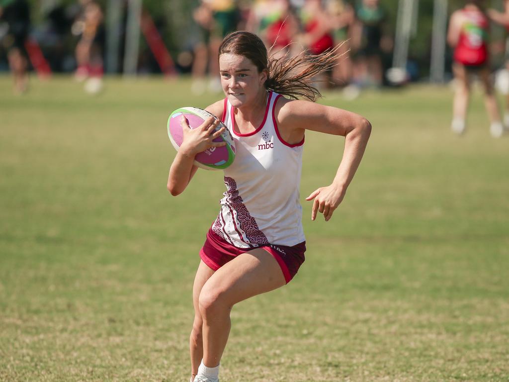 Moreton Bay College V Ferny Grove State High at the 2024 Gold Coast Titans All Schools Touch Football Picture: Glenn Campbell