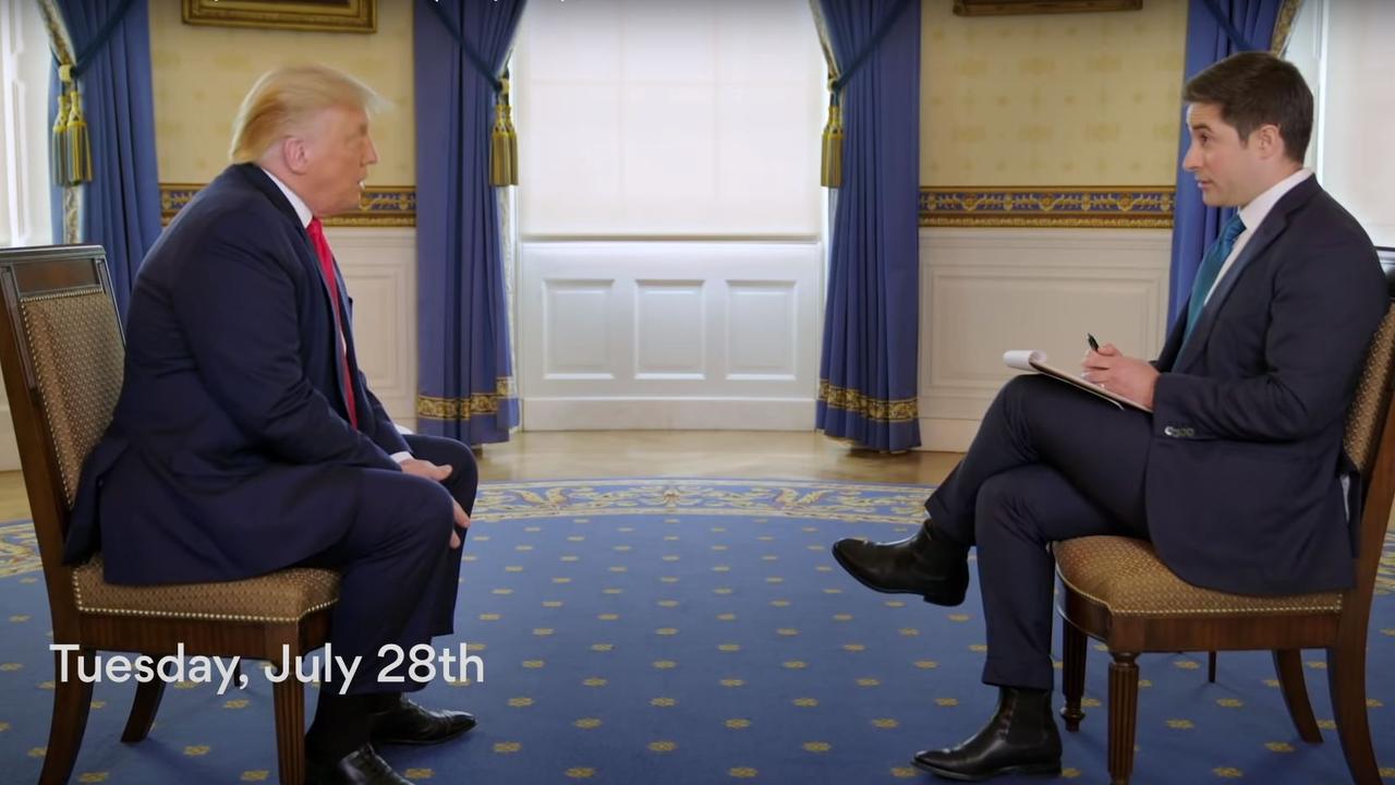 Jonathan Swan’s interview with Trump has seen him praised as a ‘hero’ for persisting with questioning the US President. Picture: Axios on HBO