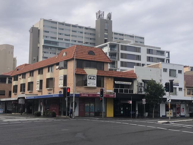 The corner of Belgrave and Raglan streets, Manly, on Tuesday, the site of a proposed 5-storey shop-top apartment development.