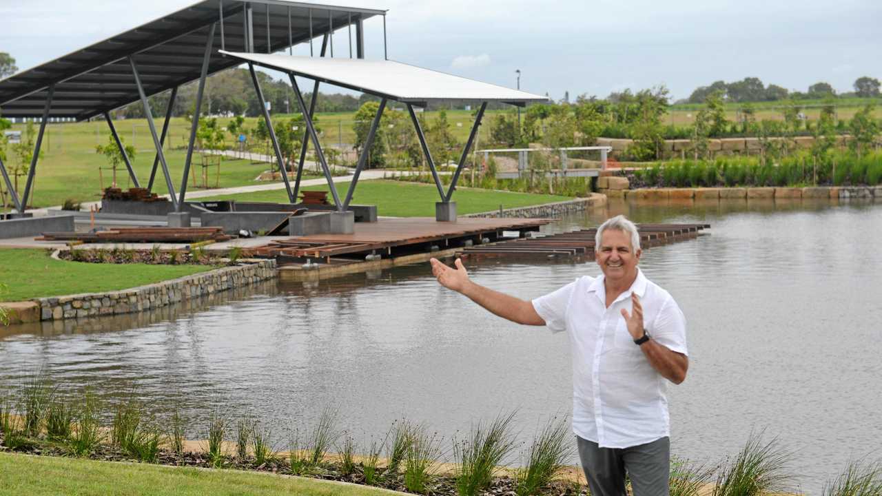 Manager director of Pointglen Developments Victor Vassallo at the artificial lake at his residential Shoal Point Waters development. Picture: Zizi Averill