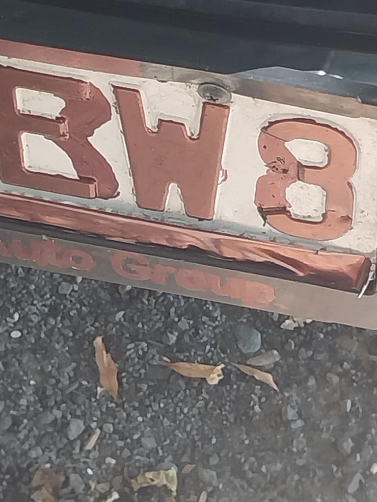 The Hyundai’s number plates appear to have been altered with maroon paint and electrical tape. Picture Supplied
