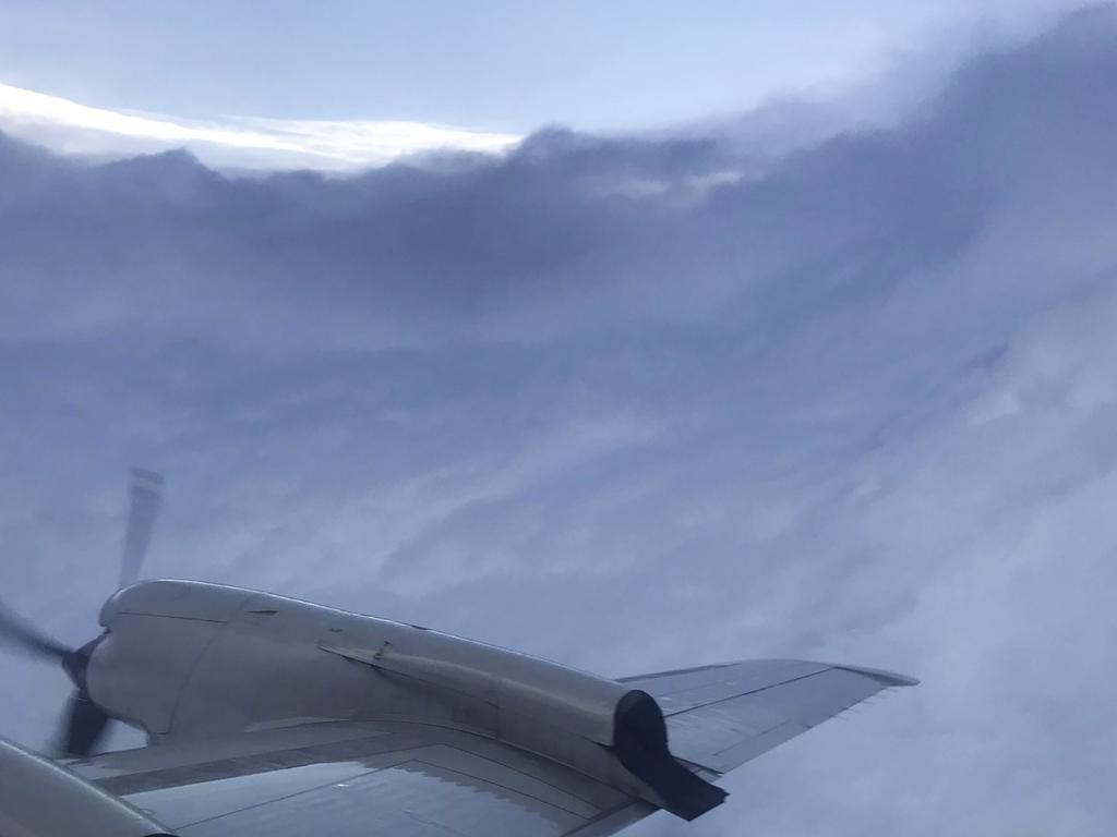 A view of Hurricane Dorian from Hurricane Hunter P-3 Aircraft taken early on Saturday. Picture: Paul Chang/National Hurricane Center/AP