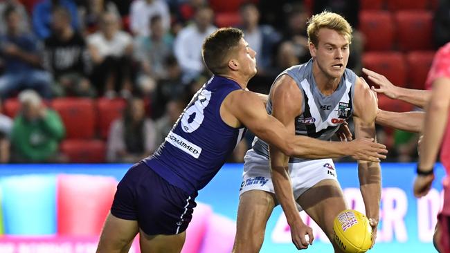 Port Adelaide's Jack Watts during the match against Fremantle at Hindmarsh Stadium on Thursday. Picture: AAP Image/Sam Wundke