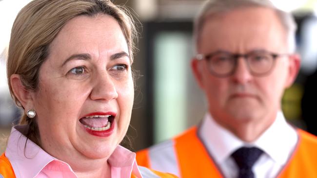 Premier Annastacia Palaszczuk with Prime Minister Anthony Albanese. Picture: Steve Pohlner