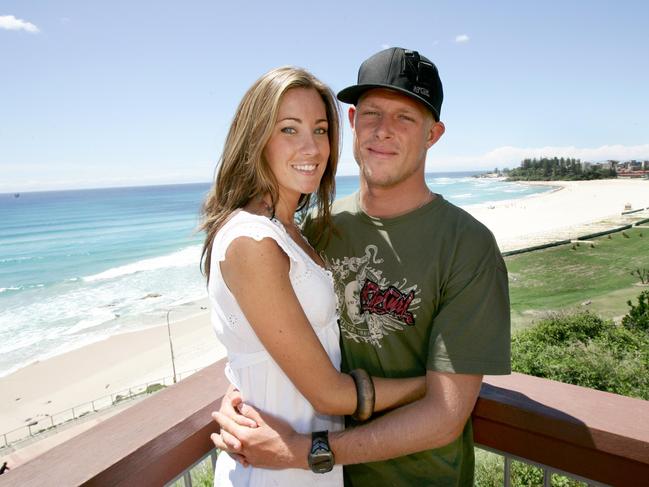 Mick Fanning and Karissa Dalton on Kirra hill.