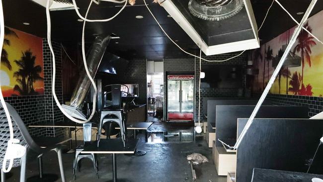 Arson attack at Grubbies restaurant, Strathpine. Picture: Liam Kidston