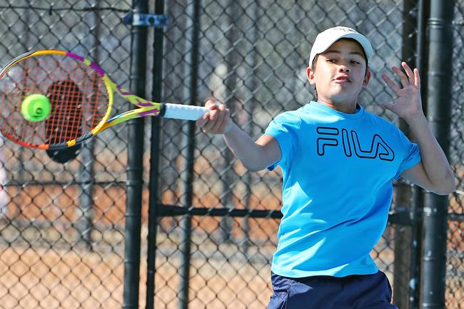 Action from the International Tennis Federation junior tournament at KDV on the Gold Coast. Picture: Tertius Pickard