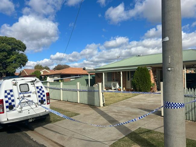 Police at the scene where Emma Bates was found dead. Picture: Oscar Jaeger