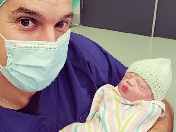 Laure Newton six baby Alby, with Matt Welsh . SUPPLIED: Instagram / Lauren newton