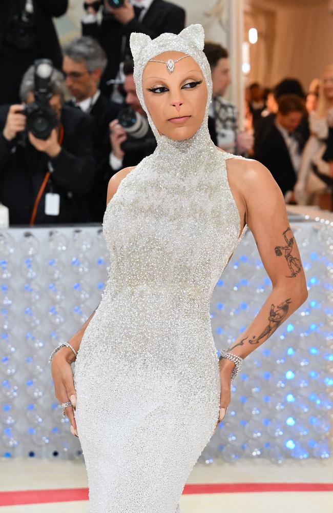 US rapper Doja Cat continues the feline theme at the 2023 Met Gala. Picture: AFP