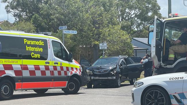 Emergency services were called to the intersection of Mort St and George Evans Rd, Killarney Vale. Picture: NewsLocal