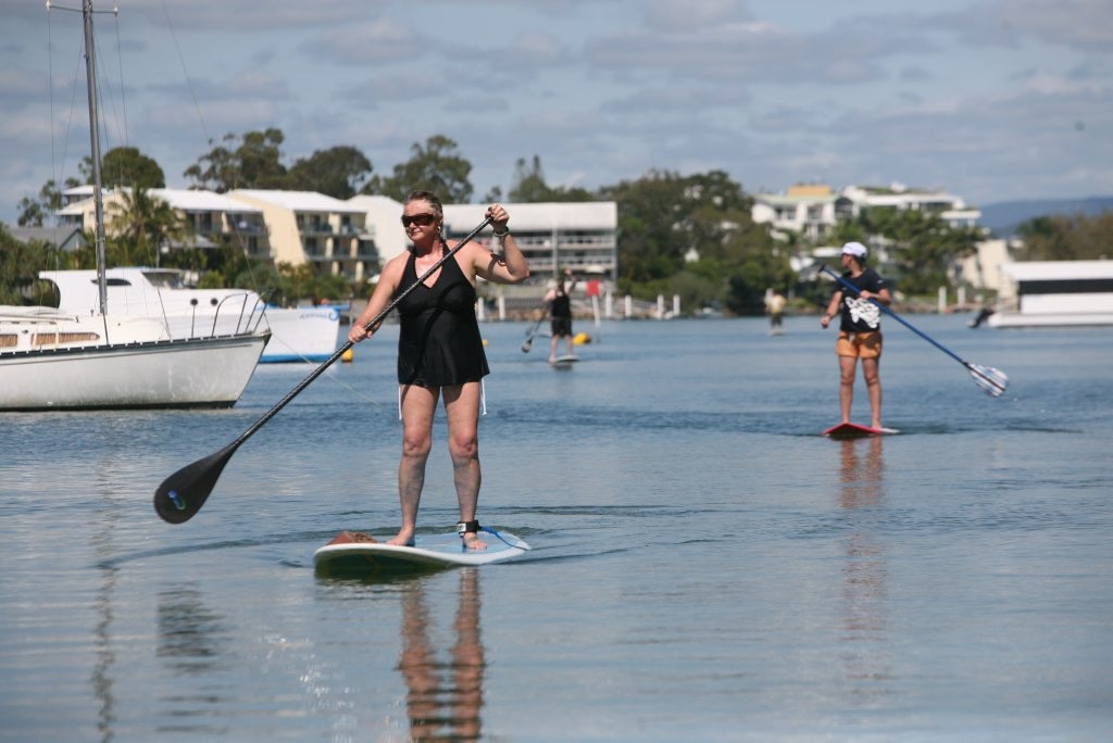 Stand up paddle board riders in the Noosa River. Photo: Darryn Smith/n25641. Picture: Darryn Smith