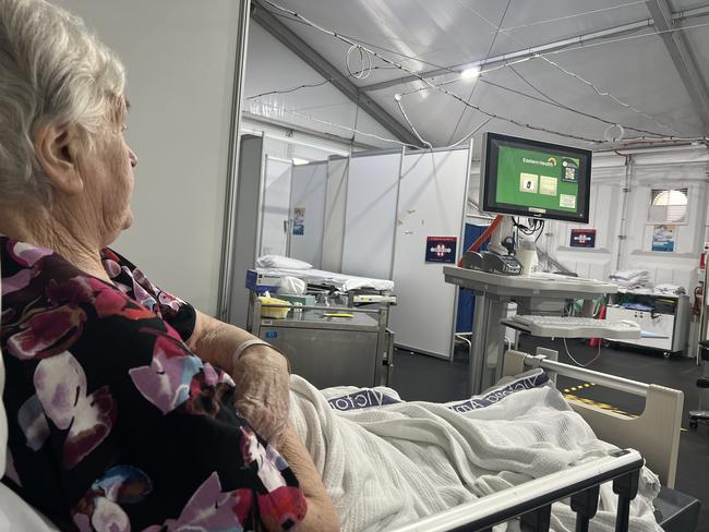 An 83-year-old who was forced to wait in a tent outside Box Hill Hospital.