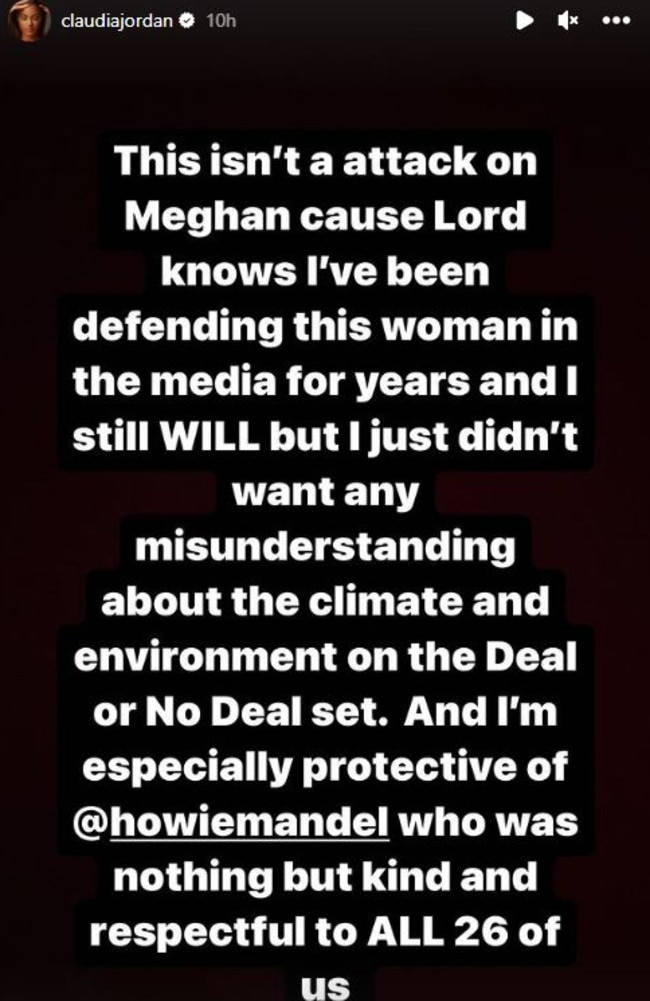 Former Deal or No Deal star Claudia Jordan responds to Meghan Markle's claims the show "body-shamed" her and treated her "like a bimbo". Picture: Instagram