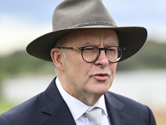 CANBERRA, AUSTRALIA, NewsWire Photos. JANUARY 26 2024: Prime Minister Anthony Albanese during holds a press conference after The National Australia Day Citizenship and Flag Raising Ceremony in Canberra. Picture: NCA NewsWire / Martin Ollman