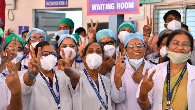 ‘Why waste time’: Doctors give the green light at the Rajawadi Hospital in Mumbai on Saturday. Picture: AFP