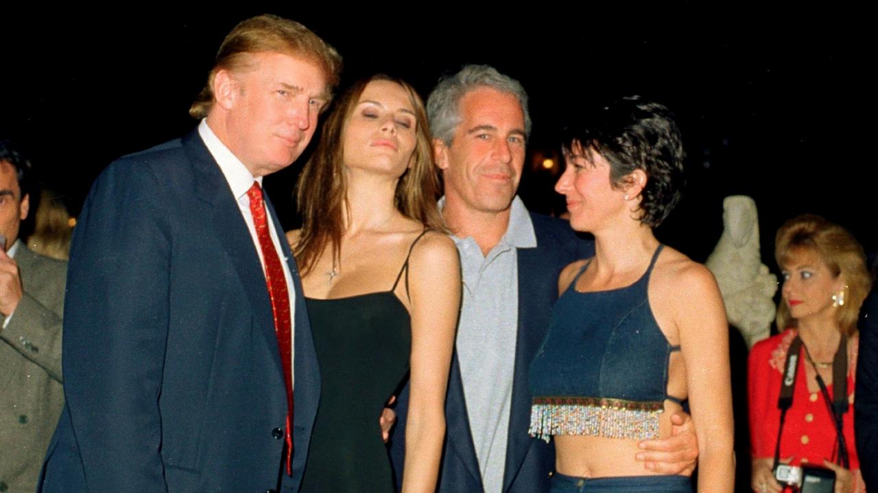 Ghislaine Maxwell (right) pictured in 2000 with Donald Trump, Melania Knauss and Jeffrey Epstein. Picture: Davidoff Studios/Getty Images