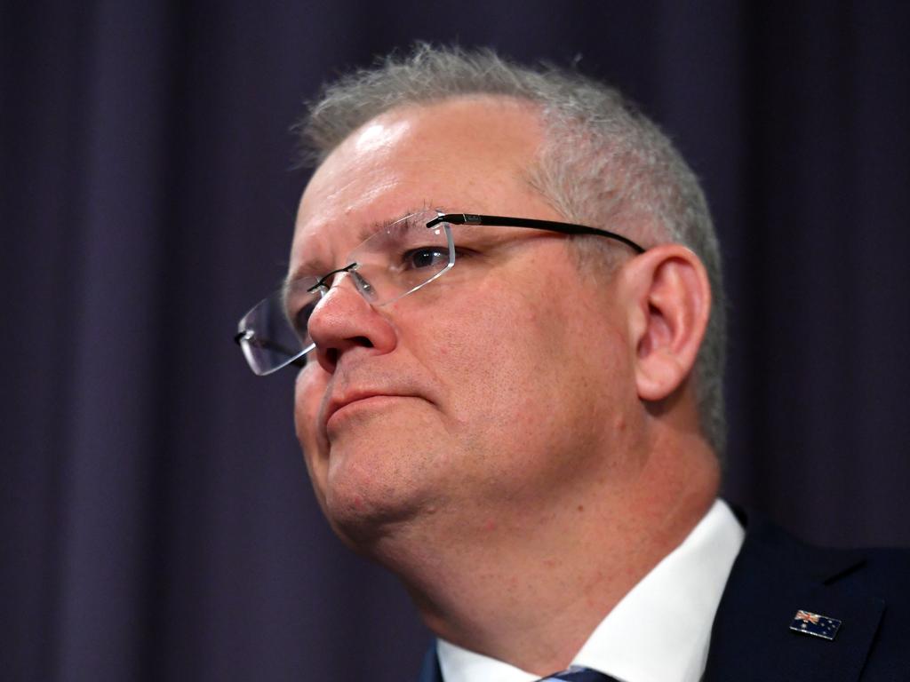 Prime Minister Scott Morrison at a press conference this morning. Picture: AAP Image/Mick Tsikas