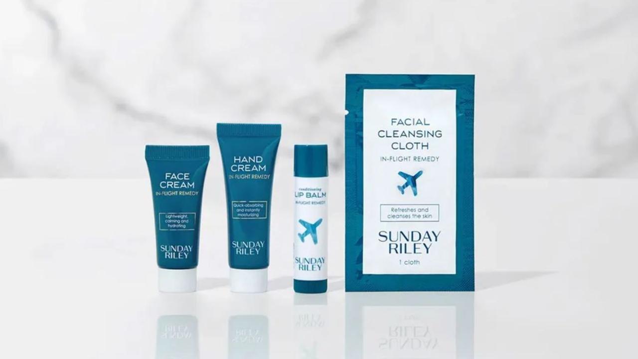 When you wake up, an In-flight-Remedy kit, exclusively formulated for United by coveted US beauty brand Sunday Riley, is the perfect refreshment. Picture: Supplied