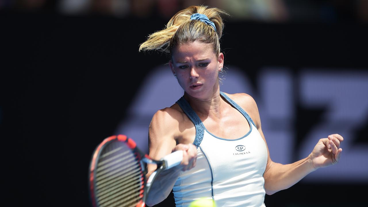 Camila Giorgi retired without a word. (AAP Image/Lukas Coch)