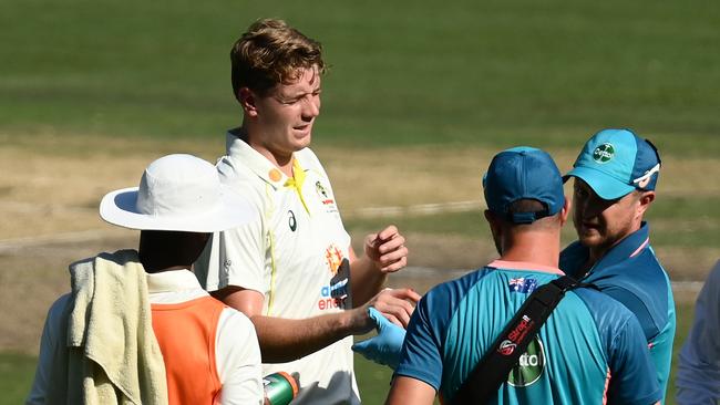 Cameron Green was forced to retire hurt at the MCG. Picture: Quinn Rooney/Getty