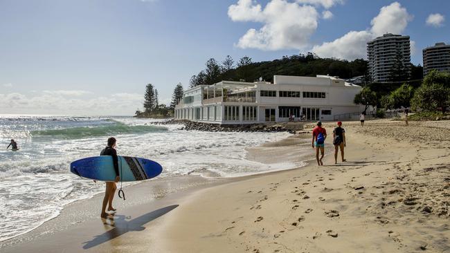 Burleigh Pavilion at high tide at 8:50am on Wednesday. Picture: Jerad Williams