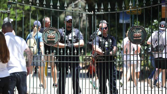 The Freedom Rally in the Brisbane CBD on Saturday. Picture: Annette Dew