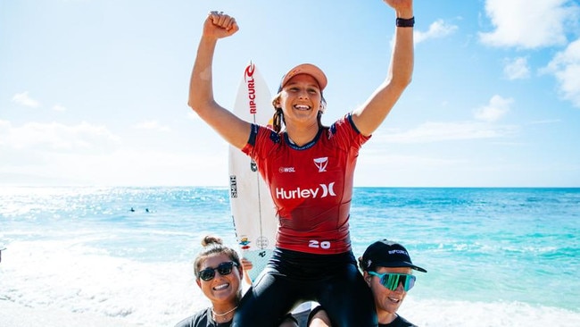 Shelly Beach surfers Molly Picklum made waves in 2023. Photo: Tony Heff/World Surf League